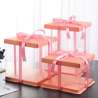 Pink Custom Size Recyclable PET Plastic Cake Boxes In Bulk Packages Box